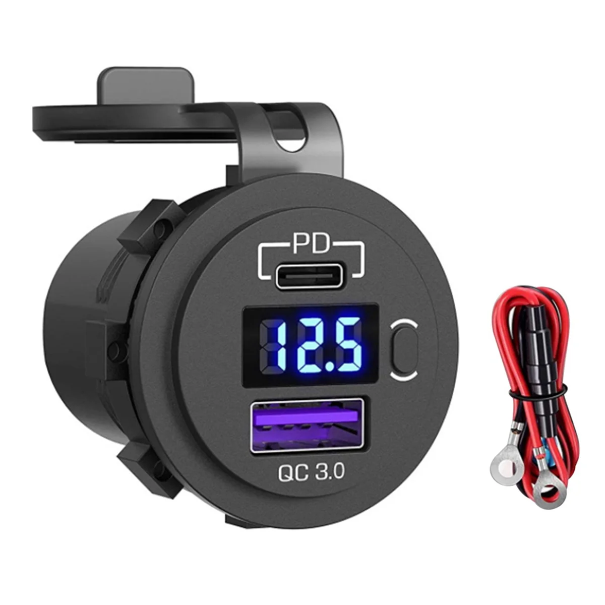 12V 24V Quick Charge 3.0 USB SUV Car Charger Waterproof 36W Type C PD Outlet Fast Charger with on OFF Power Switch