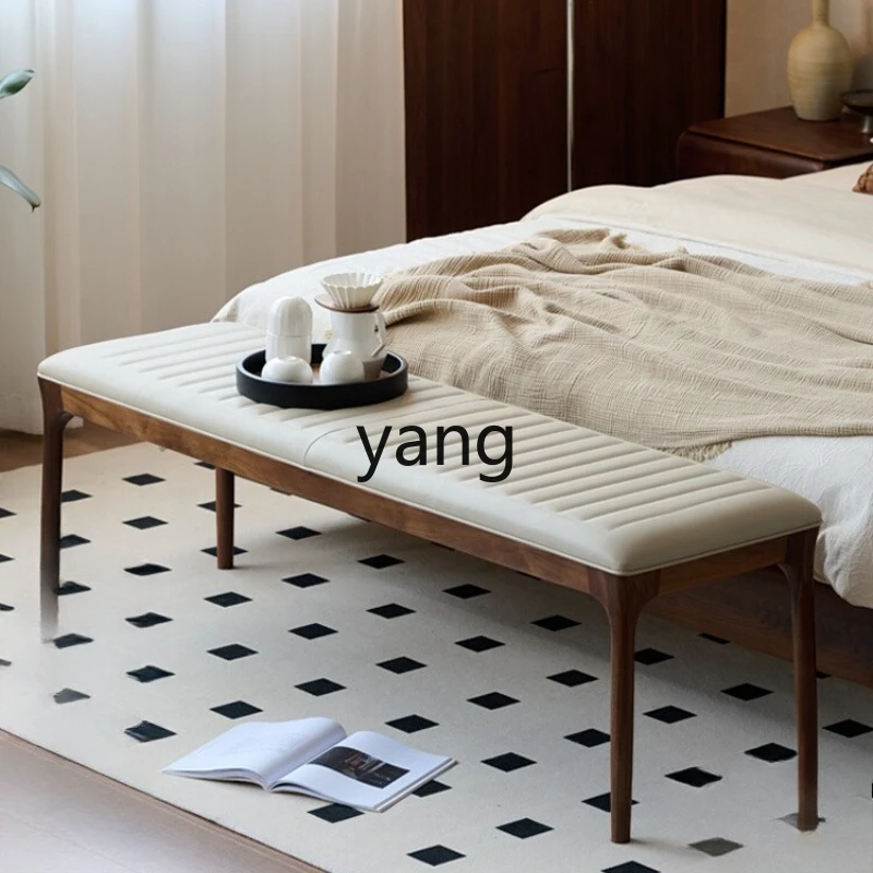 

TGF black walnut bedside bench simple soft bag bench family bedroom bedside couch bench