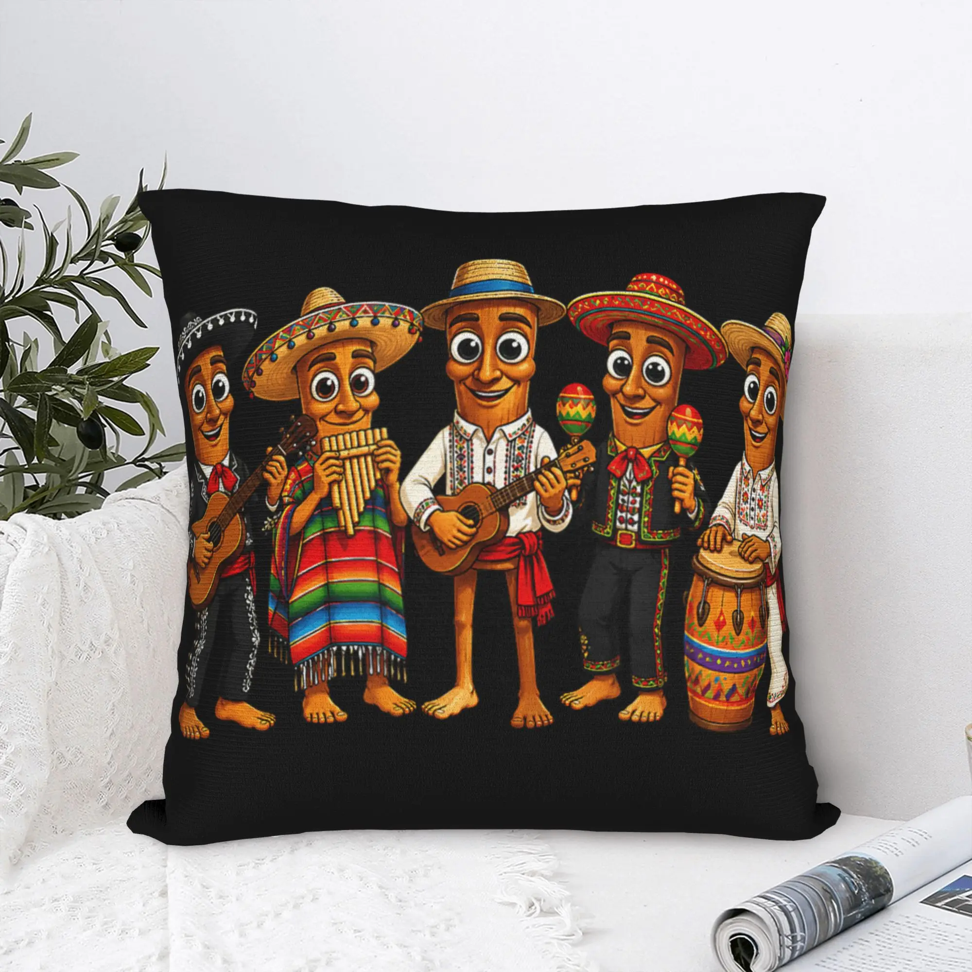 Latin Music Band Fiesta Meme Tung Sahur Mariachi Folk Music Pillow Case Comfy Pillow Cover Pillowcases For Couch Sofa Bedroom