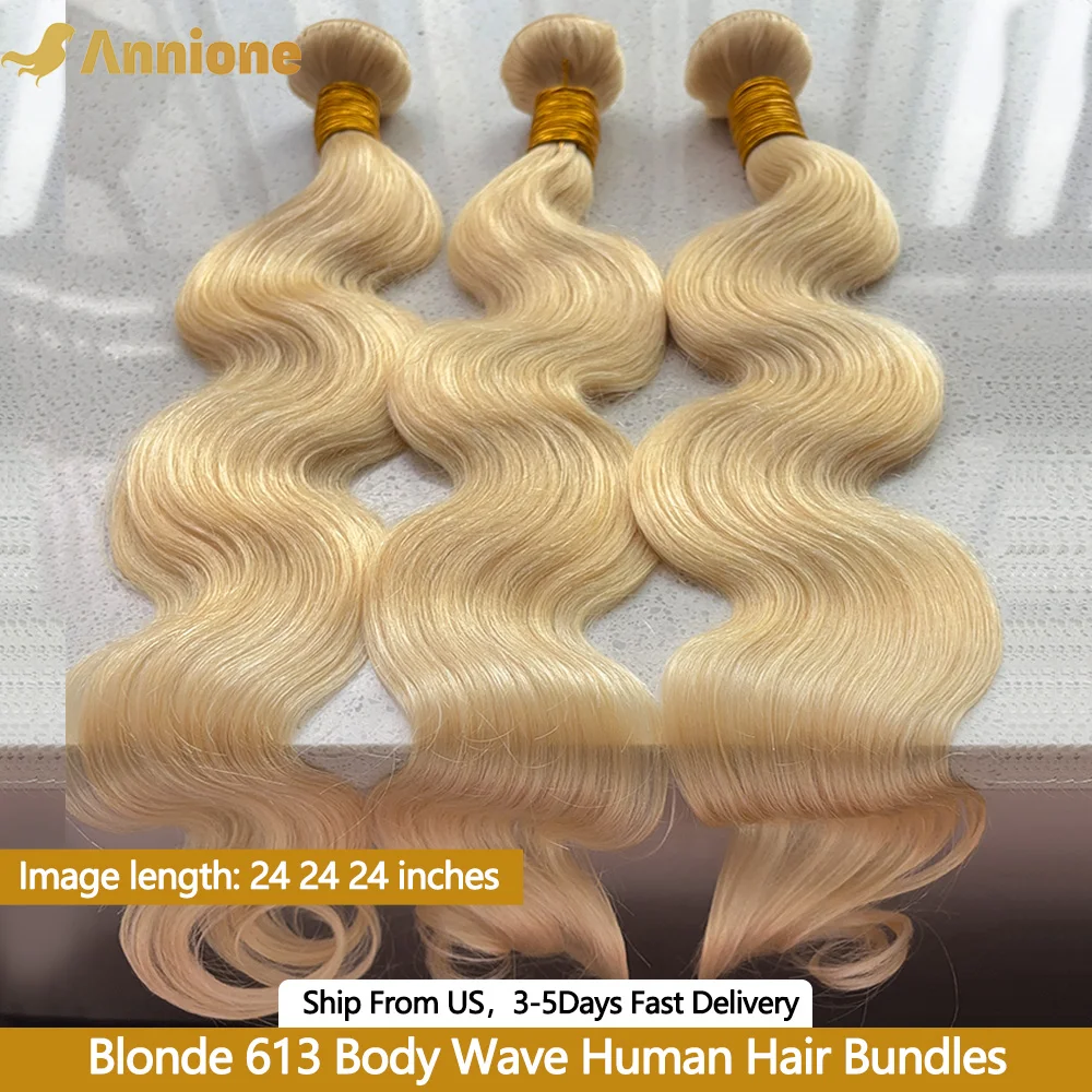 

12A Блондинка 613 Пучки человеческих волос 100% человеческие волосы 3 шт. 24 дюйма Объемные волны Пучки бразильских необработанных волос Наращивание волос