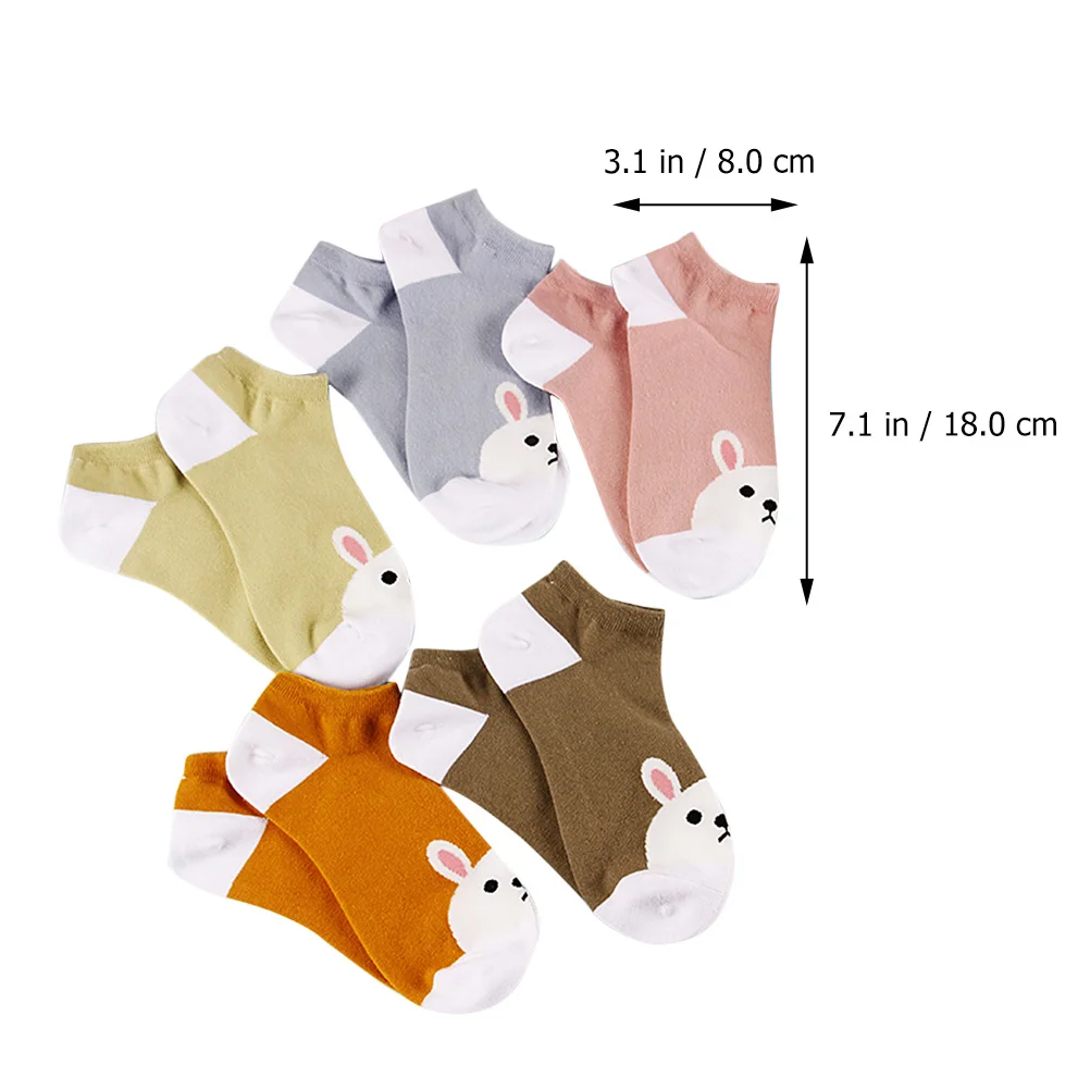 

5Pairs Lovely Rabbit Socks Short Socks for Girls Soft Premium Material Breathable Comfortable Great for Home Outdoor