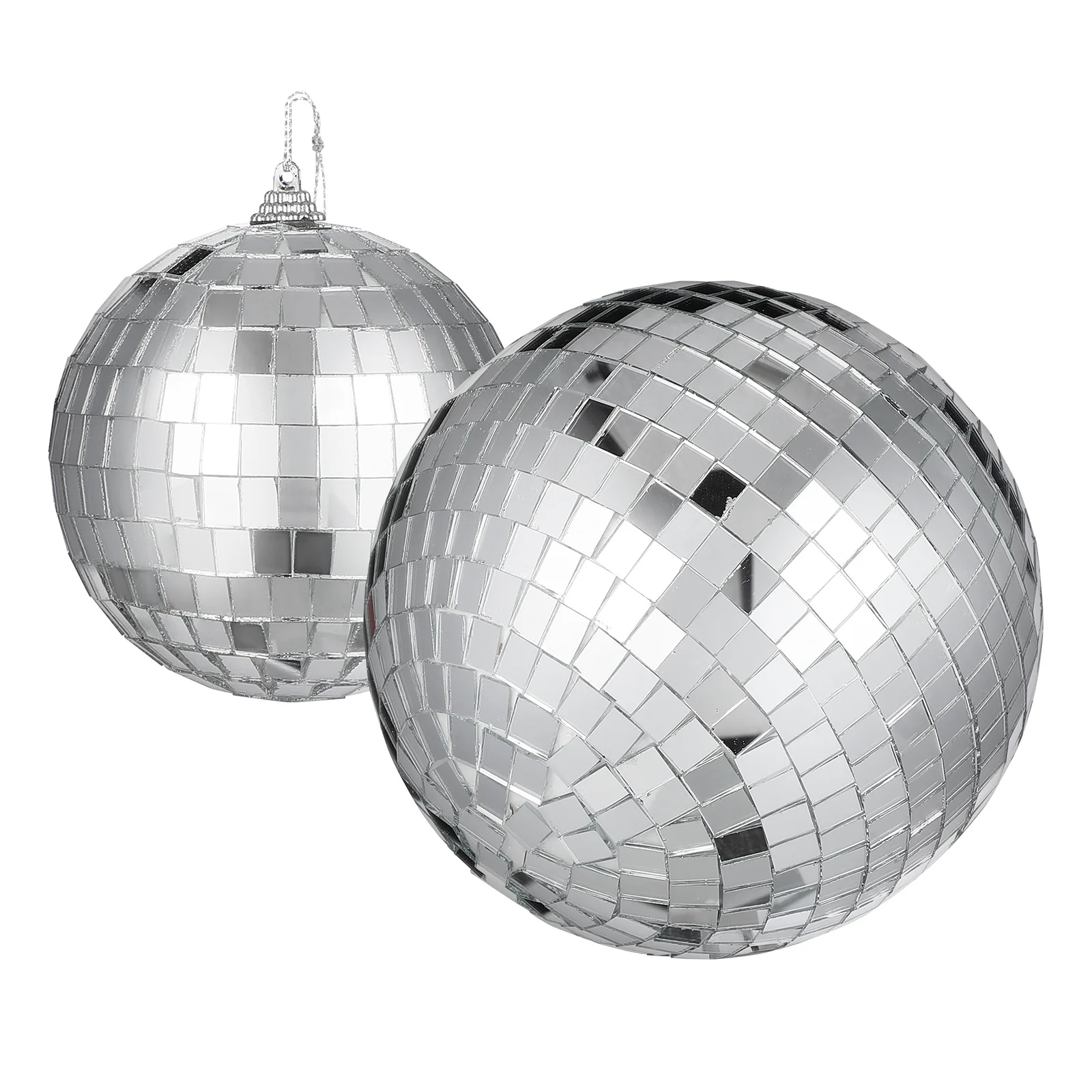 

2Pcs Hanging Mirror Disco Balls Silver Reflective Party Decorations Disco Ball Ornaments for Home Bar Wedding Nightclub
