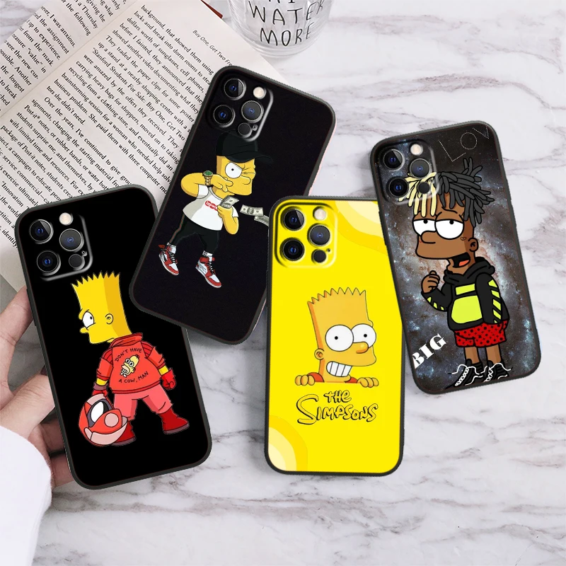 The Simpson Boys For iPhone 15 14 13 12 11 XS XR X 8 7 SE Pro Max Plus Mini Black Funda Phone Case