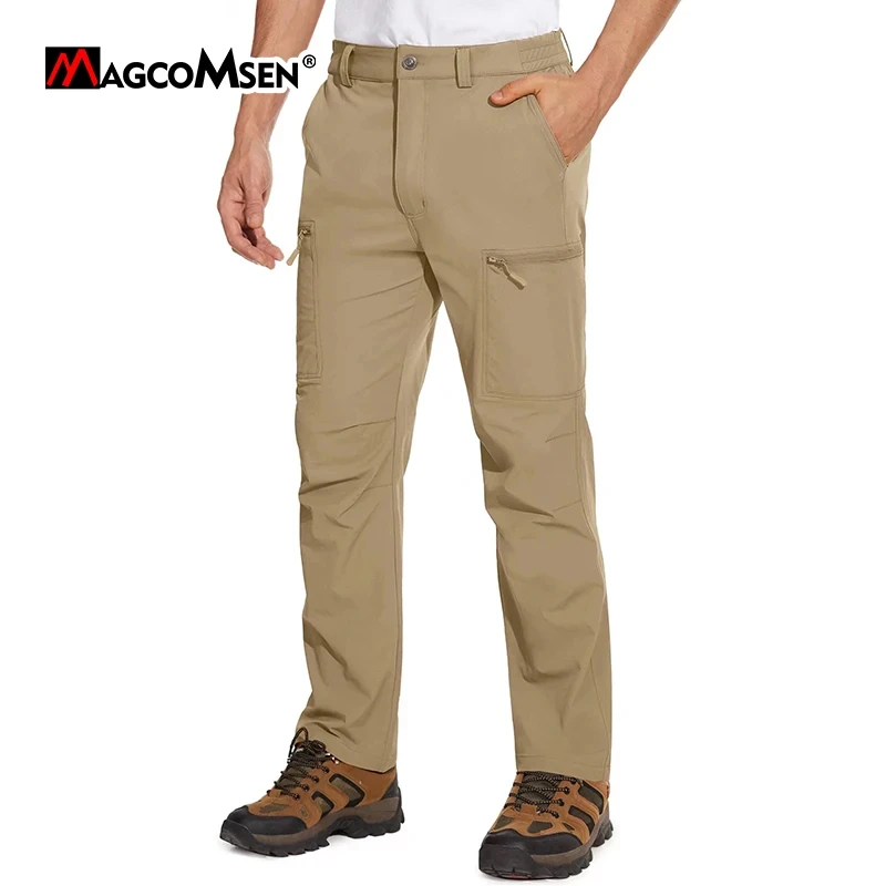 MAGCOMSEN Men's Waterproof Hiking Pants with Multi-pockets Lightweight Quick Dry Casual Straight Working Pants