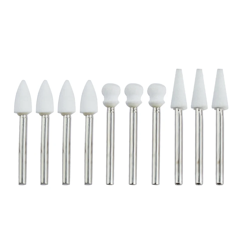 

10Pcs/1.6Mm Dental Flame Cone Round White Stone Polisher Fg Burs for Polishing Dental Clinic Metal Resin Porcelain