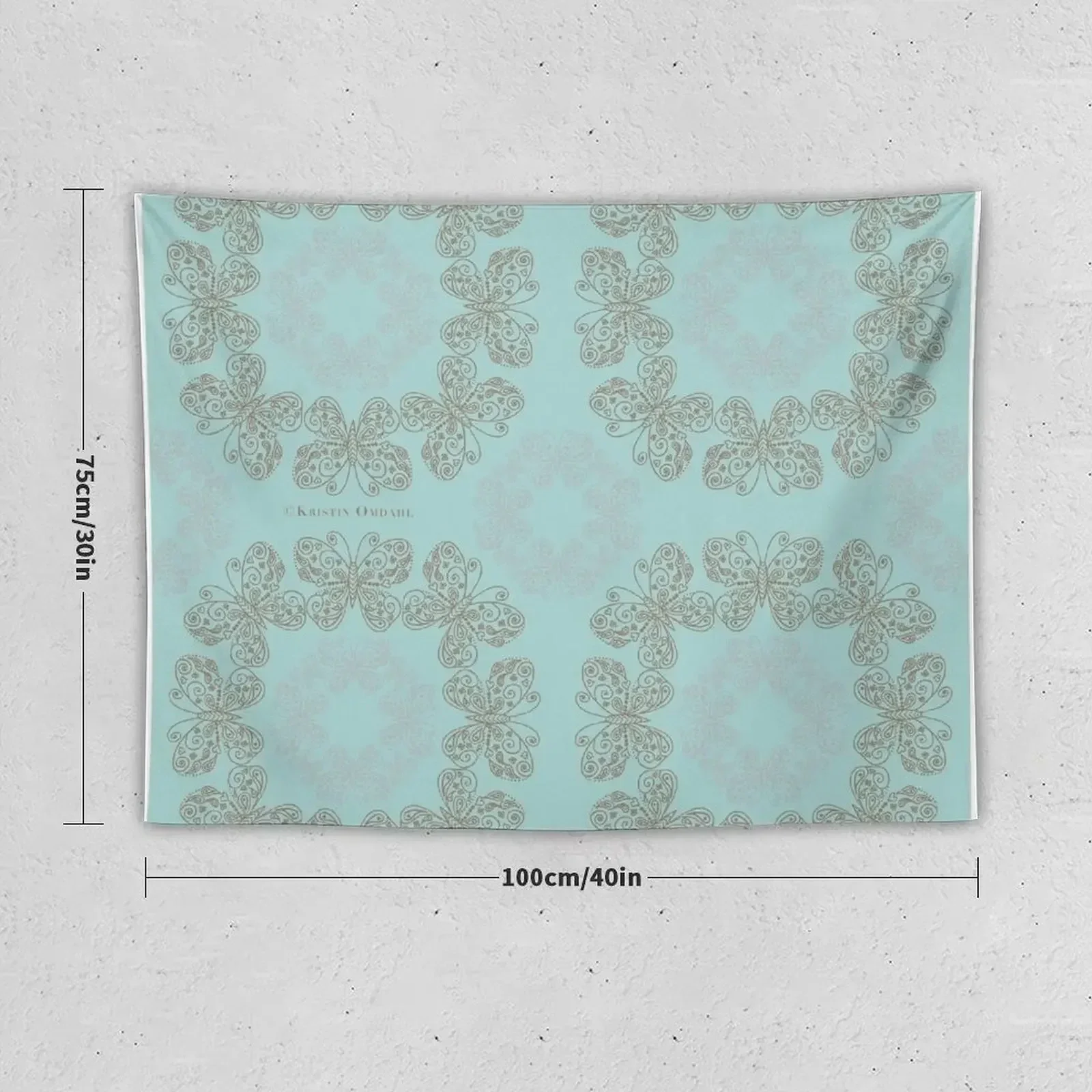 Gilded Rings of Butterflies Pale Cyan Green Tapestry Room Decoration Aesthetic Room Decor Korean Style Tapestry