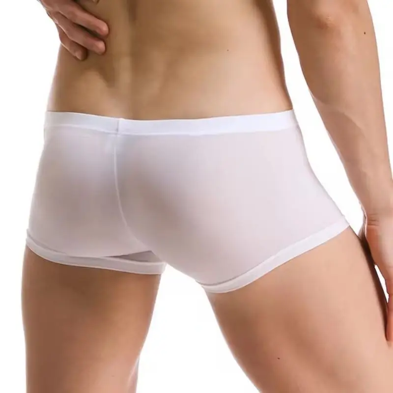 1PCS Men's Boxers Pants With Low Waist  Sexy Personality Lightweight And Comfortable Ice Silk Seamless Antibacterial Box Pants