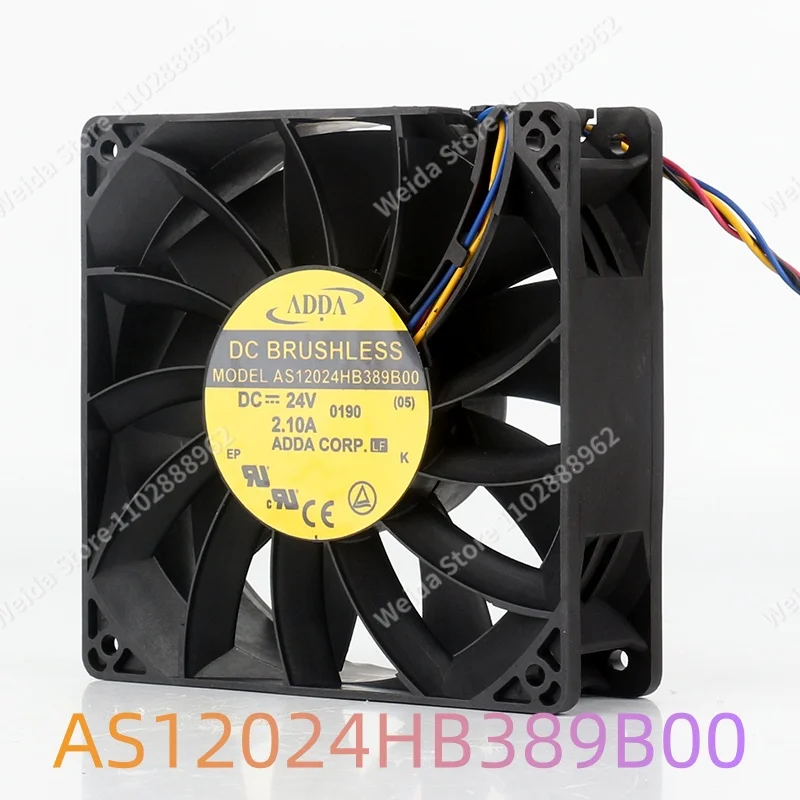 AS12024HB389B00 is the original ADDA 12038 120X120X38MM 24V 2.1A 12CM high-flow 4-wire PWM fan