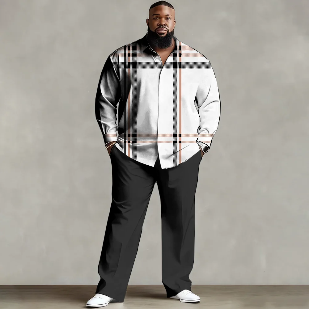 

Комплект мужской рубашки больших размеров S-9xl: шотландский современный стиль — смесь мягкого хлопка, гладкие асимметричные клетчатые принты, устойчивые к морщинам,
