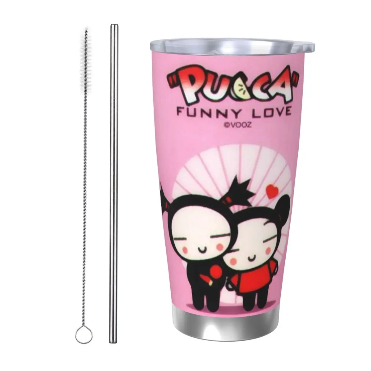 Cute Cartoon Pucca 20oz Stainless Steel Insulated Thermal Coffee Car Cup Cold Hot Mugs Vacuum Flask