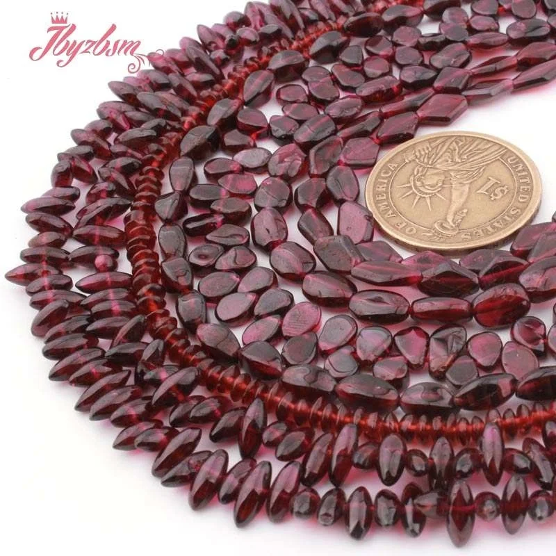 Natural Garnet Coin Freefrom Potato Stone Beads For Woman DIY Necklace Bracelets Jewelry Making Loose Strand 15\