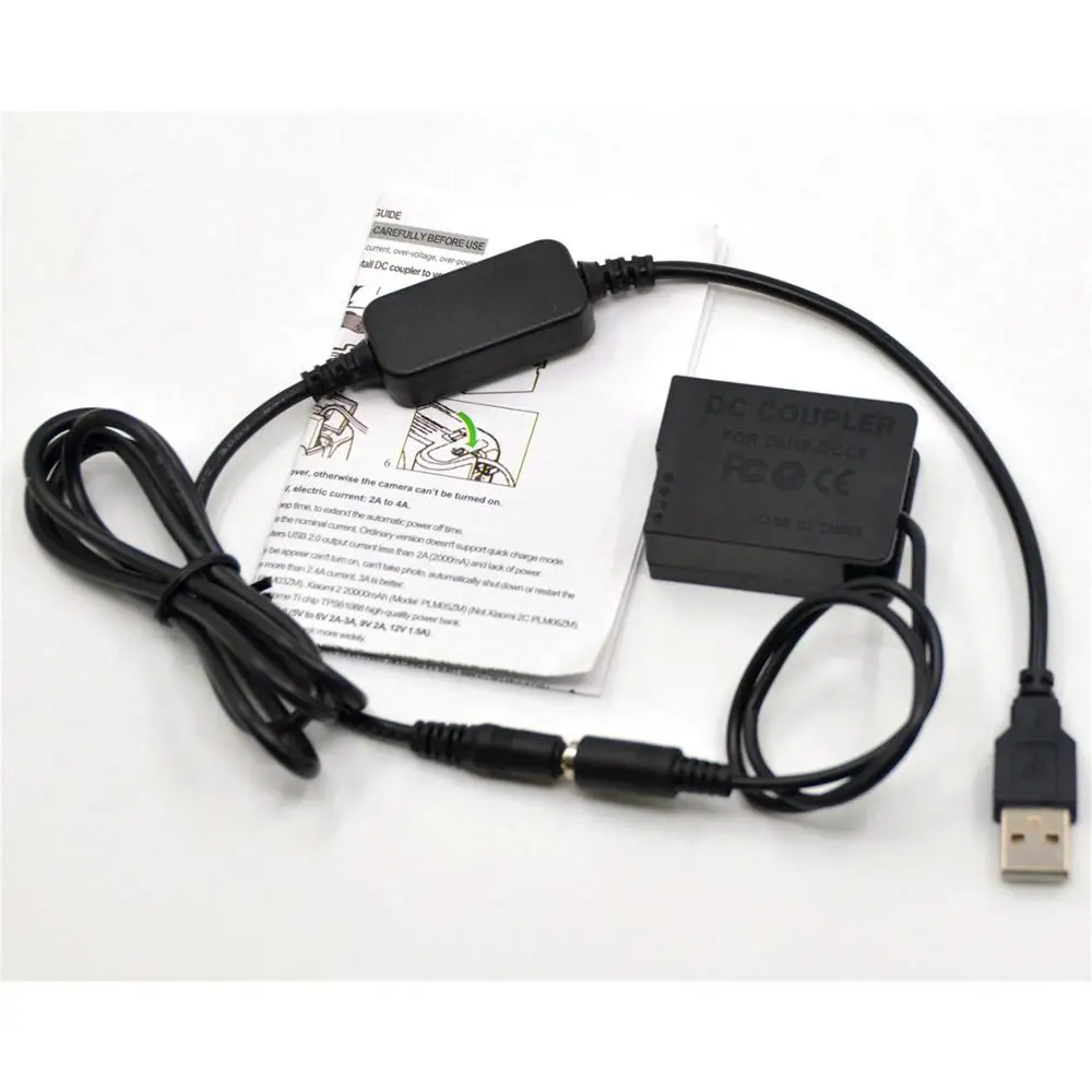 DMW-DCC8 DC Coupler DMW BLC12 Dummy Battery Plus 5V USB Power Adapter Cable for Panasonic DMC-GH2 GH2K GH2S G85 GX8 DC-G95 G99