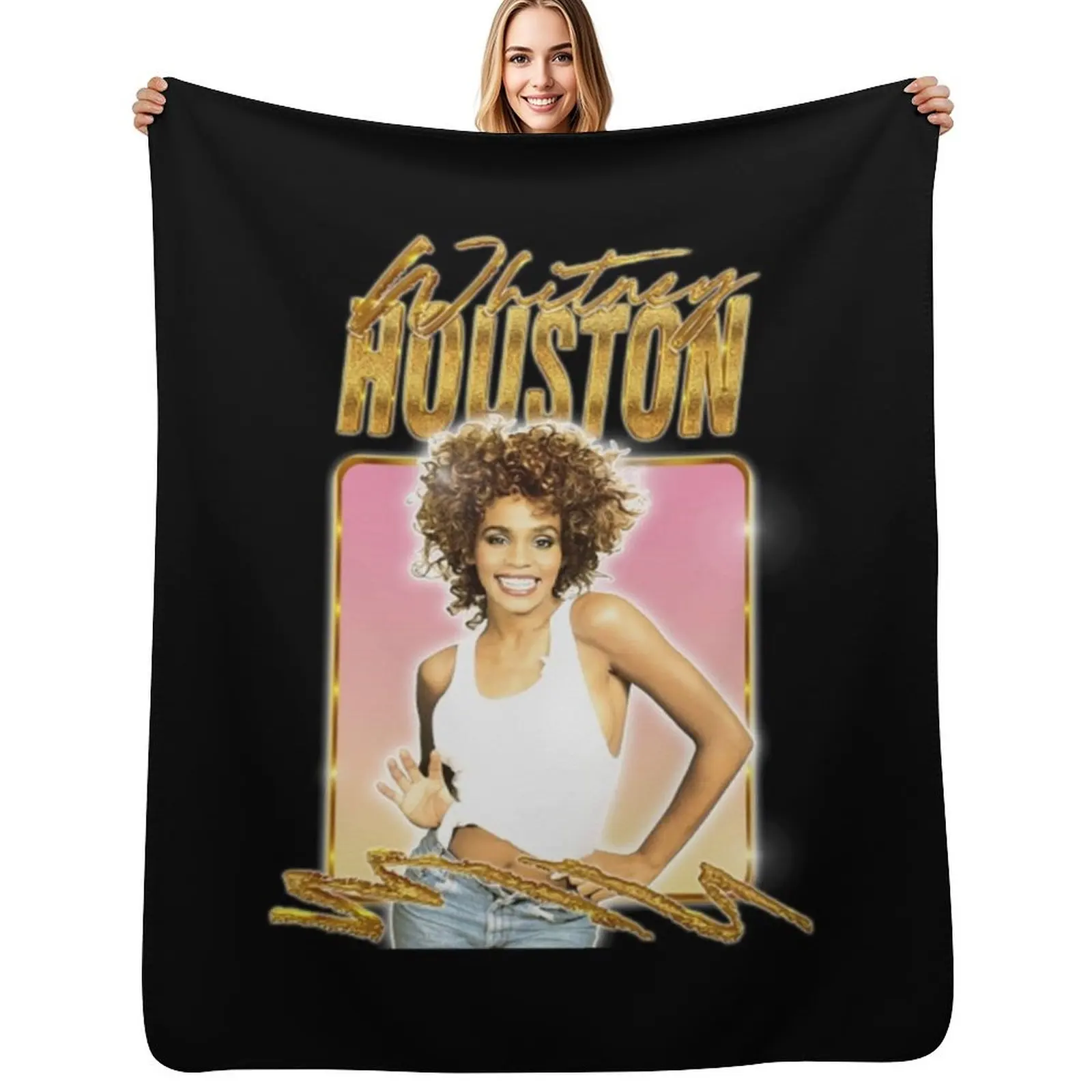 Whitney Houston Throw Blanket Summer Flannel Soft Big Plush Bed Furry Blankets