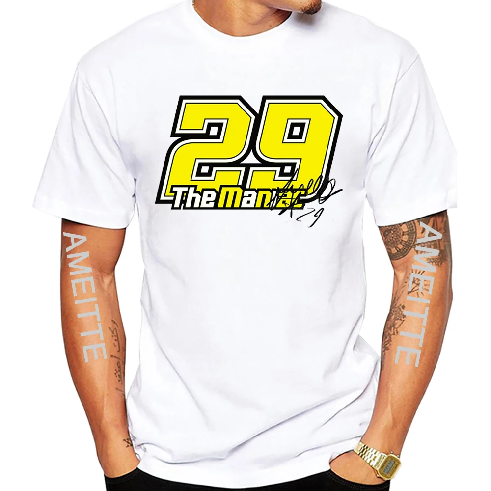 Andrea Iannone 29 The Maniac GP Riding T-Shirt Men Short Sleeve Hip Hop Boy Casual Tees Motorcycle Sport Rider White Tops