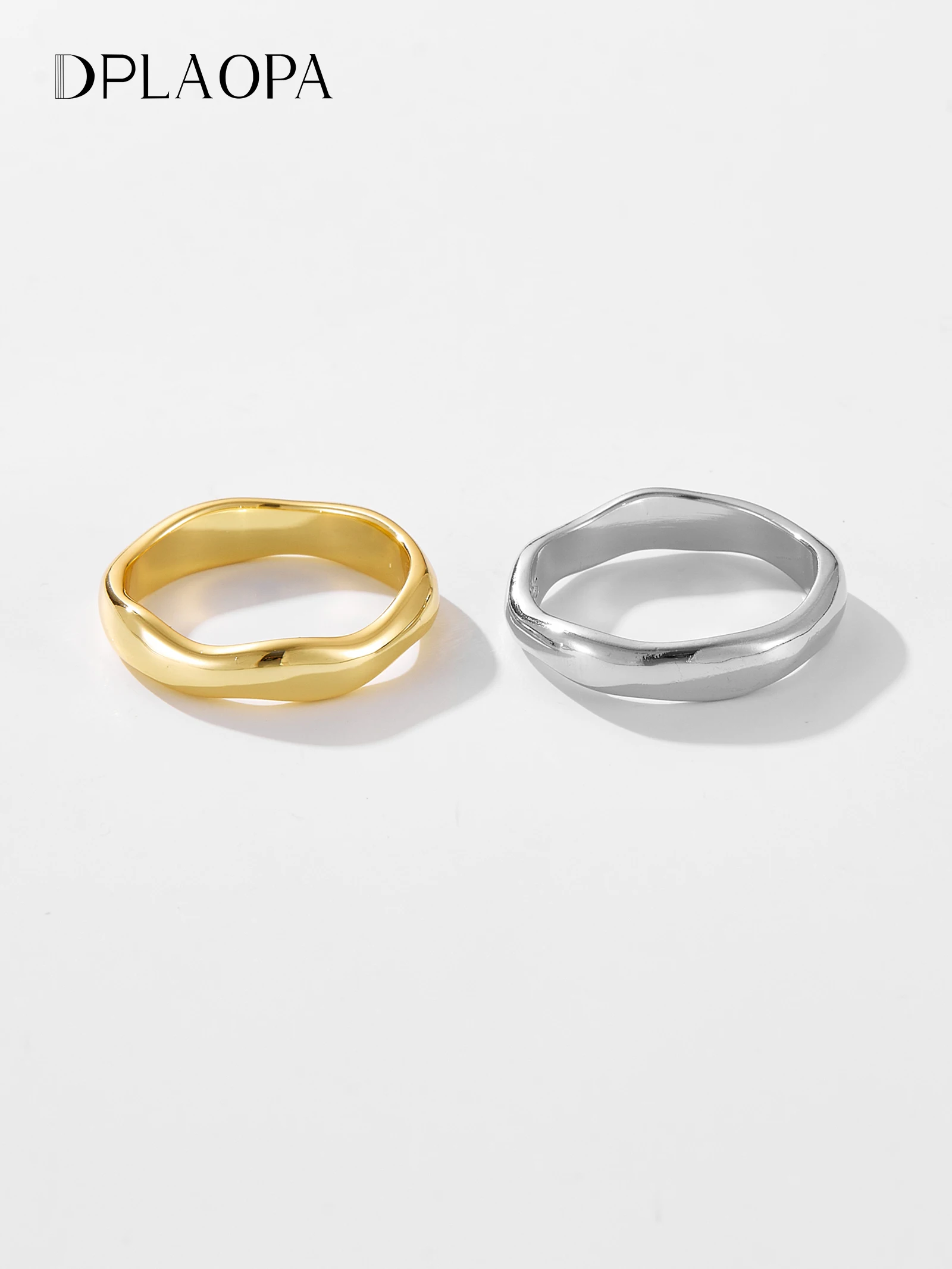 DPLAOPA 925 Sterling Silver Gold Plain Geometric Women Ring Fine Jewelry Rock Punk Circle For Party Wedding Gift