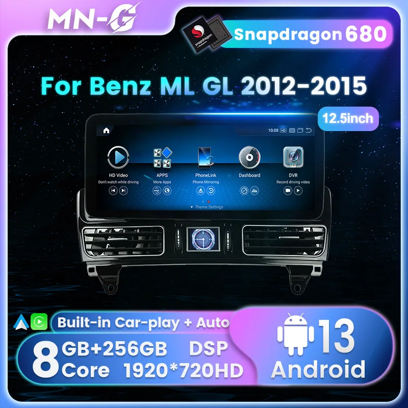 Snapdragon 680 Car Radio Android All in one  For Benz ML Benz GL 2012-2015 Multimedia Player Wireless Carplay Android auto 8+256