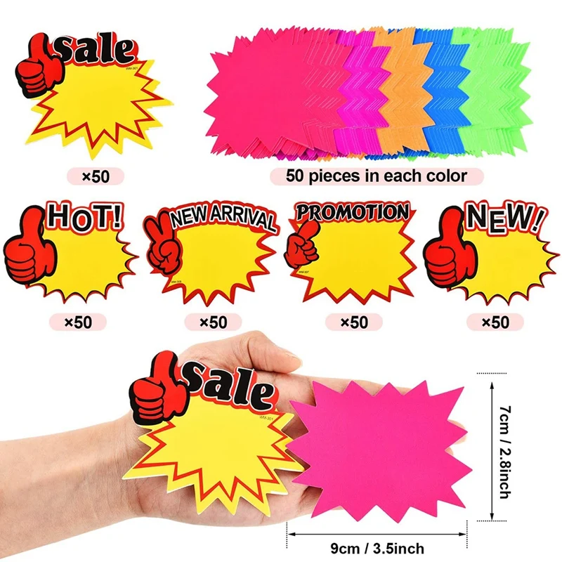 500 Pieces Burst Signs Store Signs Blank Star Shape Retail Sale Tags Burst Paper Signs For Retail Store Party,10 Styles