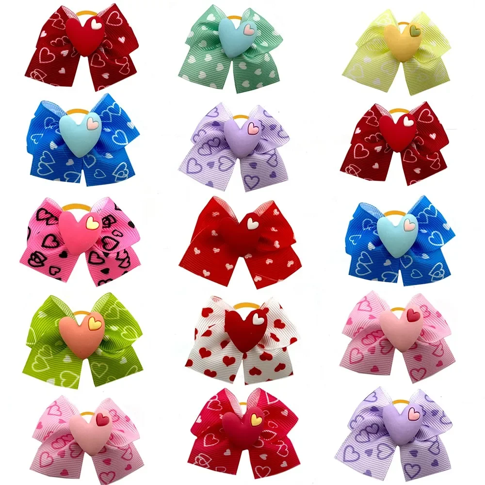 30/50pcs Valentine's Day Pet Dog Hair Bows for Puppy Small Dogs Grooming Bows Dog Hair Accessories Pet Supplies Pink Bows