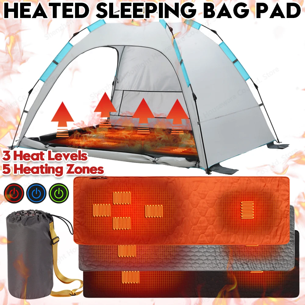 Outdoor USB Heating Sleeping Mat Insulation Camping 5 Heating Zones Sleeping Mattress Sleeping Bag Mattress Camping Accessories