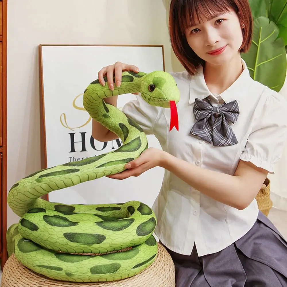 Pillow Soft Simulation Snakes Green/Red Brown Snake Plushie Long Scary Stuffed Wild Animal Home Decor