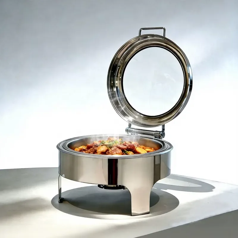 Commercial Stainless Steel Heating Clamshell Glass Cover Thermal Insulation Buffet Breakfast Stove for Restaurants and Hotels