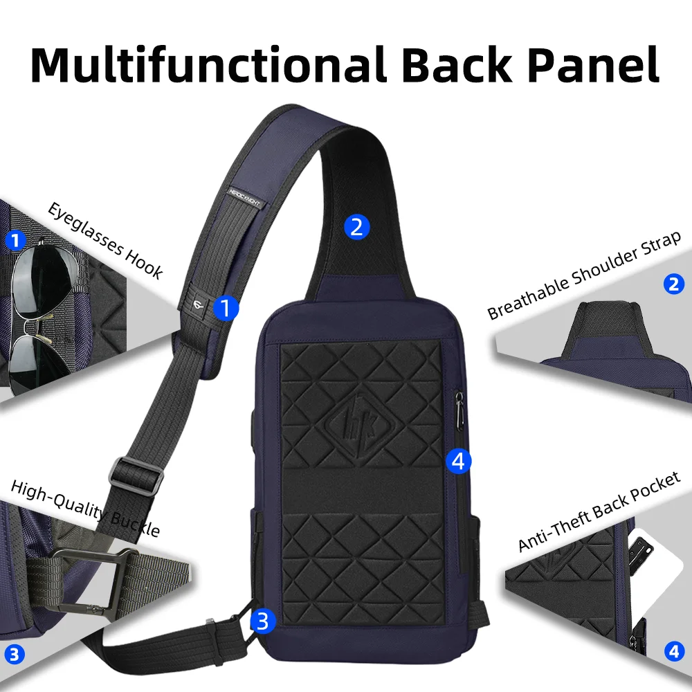 Heroic Knight Business Men's Shoulder Bag Light Waterproof Chest Crossbody Bag Trendy Multi-Pockets Messenger Sling Bag For Male