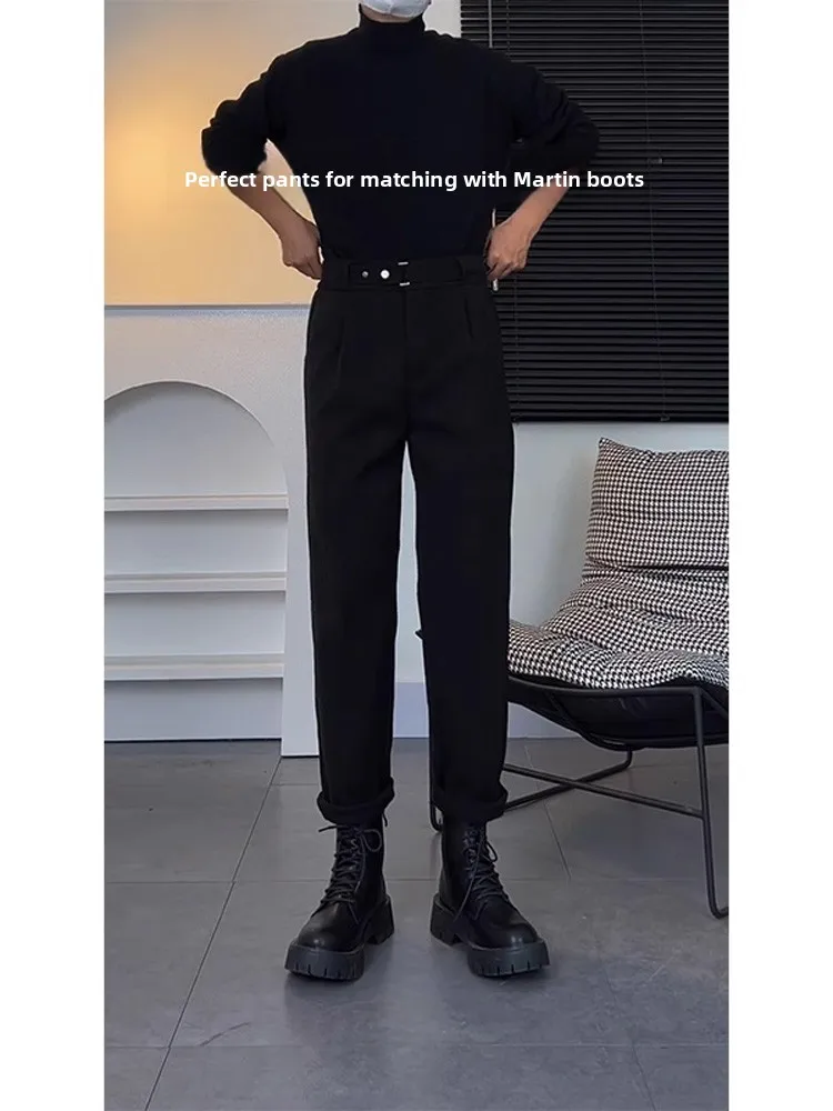 

Мужские облегающие прямые брюки, повседневные брюки, осенне-зимние ботинки, одинаковые трубчатые шерстяные брюки West