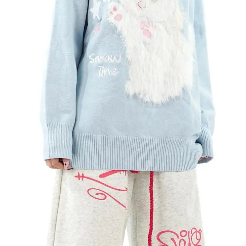 Sanrio девушка Hello Kitty прямые брюки хлопок каваи студенческая мода широкие брюки с героями мультфильмов осень зима повседневный отдых новый стиль