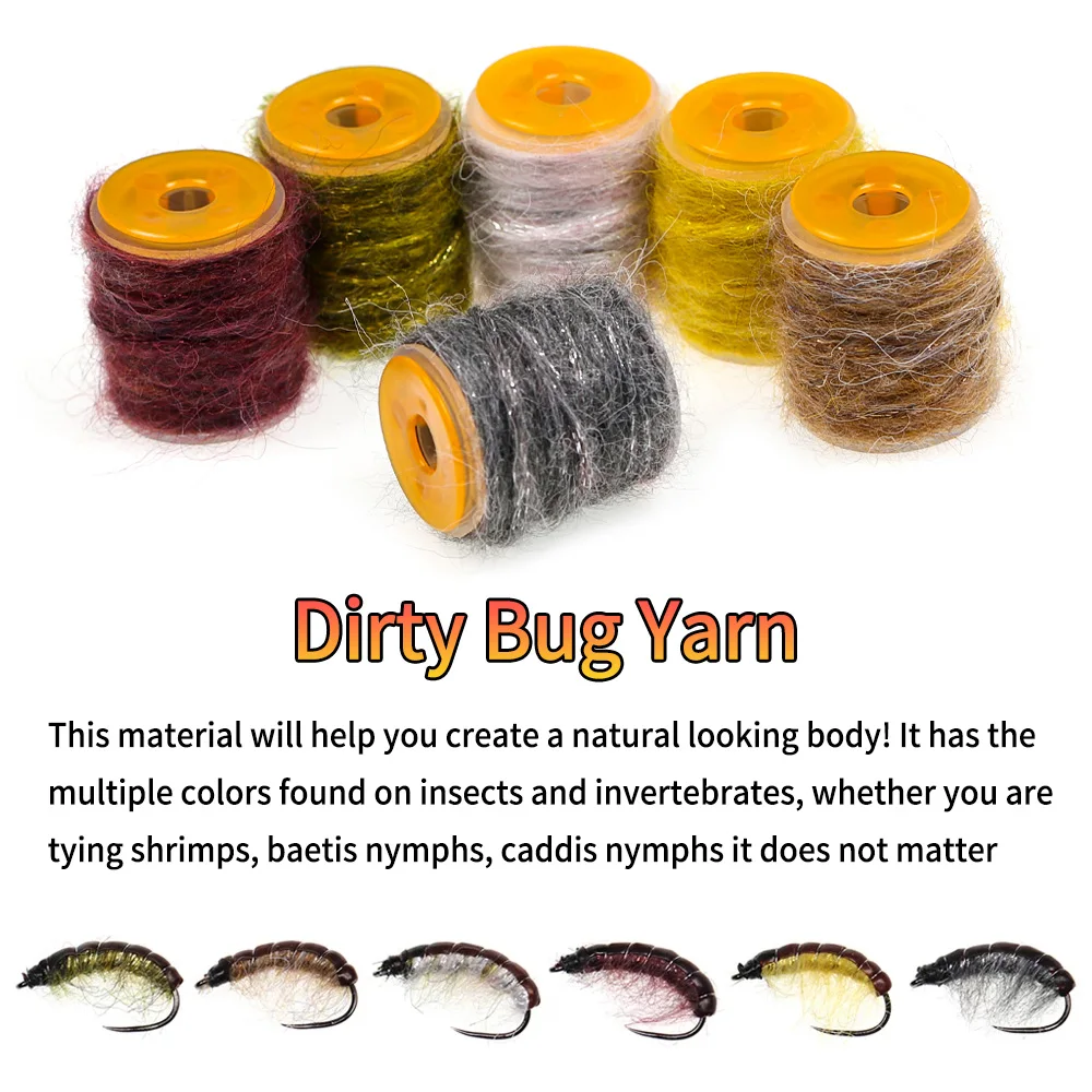 Bimoo 5M/spool Multiple Color Dirty Bug Yarn Mottled Dubbing Thread Shrimps Baetis Caddis Nymphs Fishing Fly Tying Material