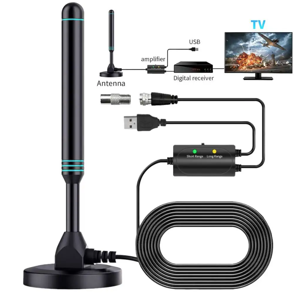 4K/1080P HD เสาอากาศทีวีดิจิตอลเครื่องขยายเสียงสัญญาณ Booster 480 + Miles High Gain เครื่องรับสัญญาณ VHF UHF เสาอากาศดิจิตอลขยาย