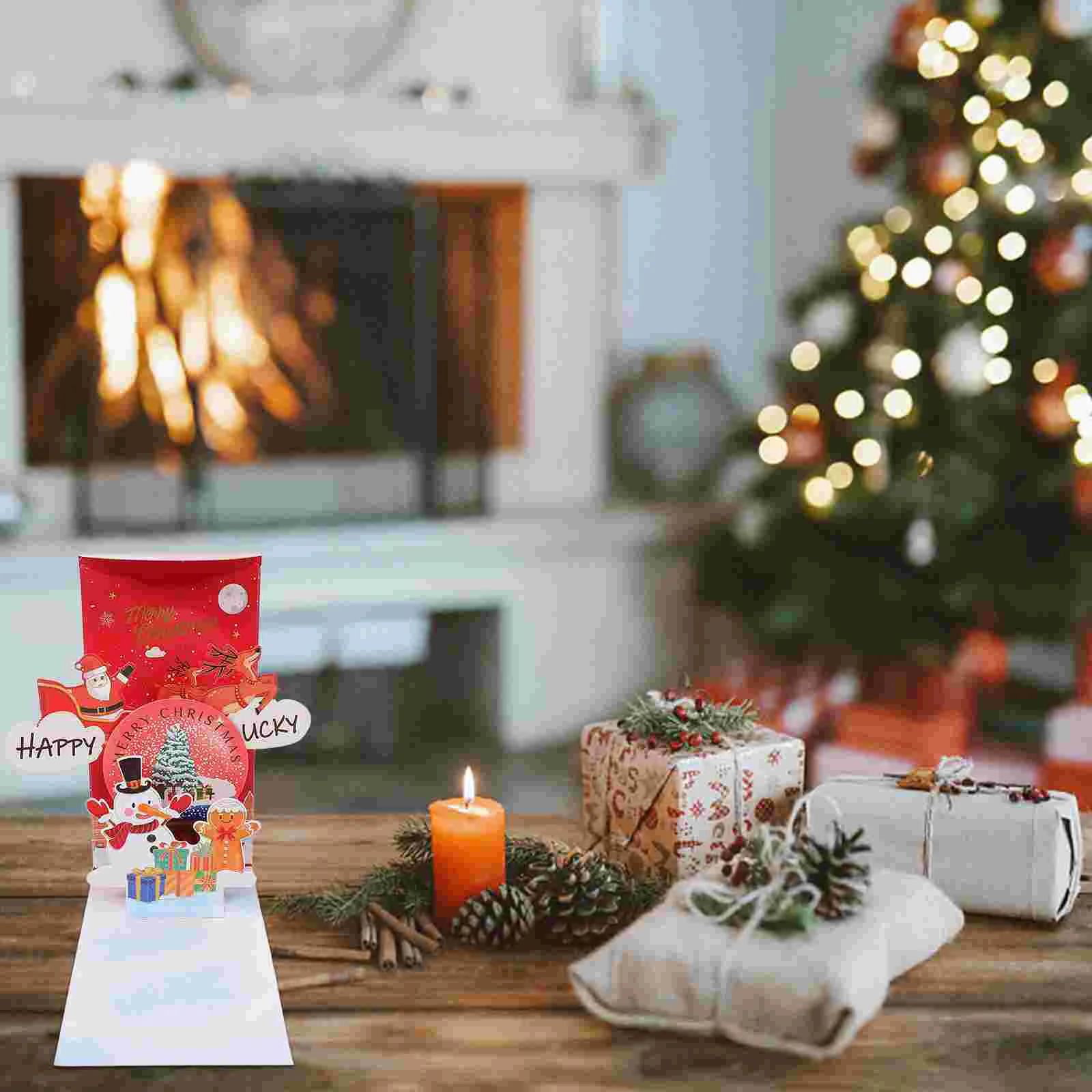 Three-dimensional Red Envelope Greeting Card Party Xmas Gift for Holiday Decorative Festive Cards Paper Supplies Christmas