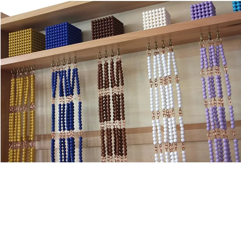 Set di materiali per perline Montessori Catene/quadrati/cubi di perline colorate Attrezzatura educativa per la matematica Giocattoli per l'apprendimento della matematica per bambini