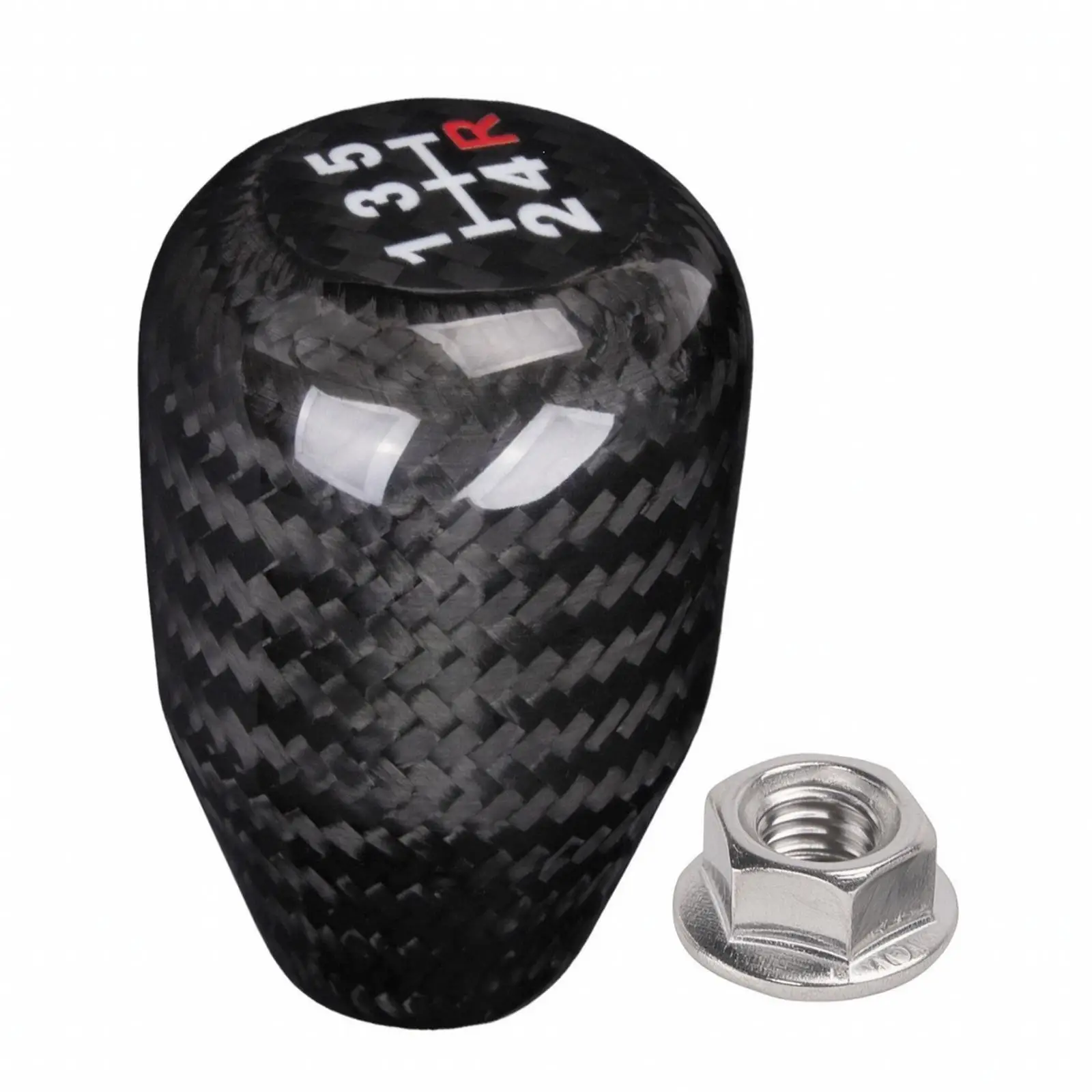 Carbon Fiber Pattern Shift Knob 5 Speed Gear Selector Knob Universal for Manual Transmission Vehicles