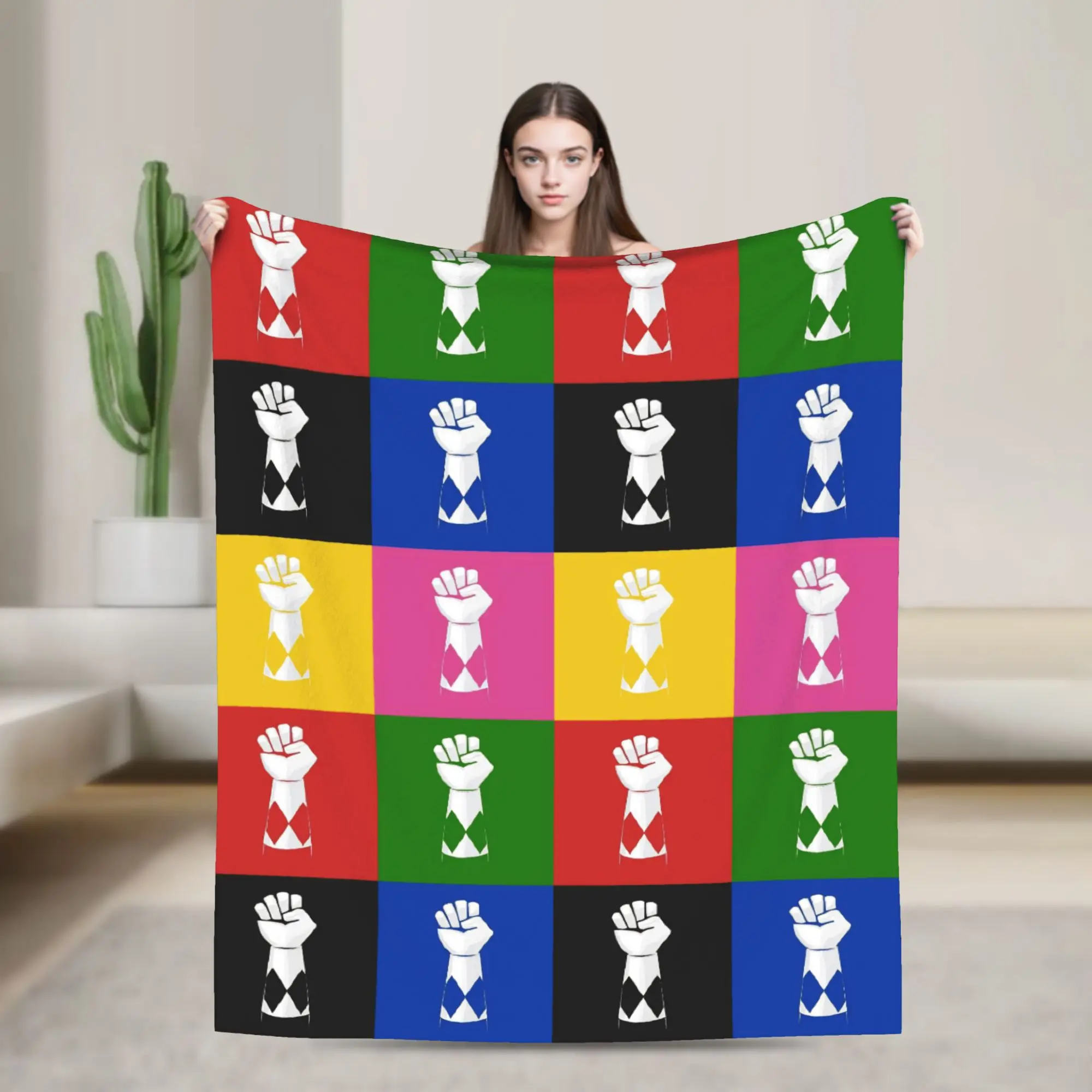 Ranger Fists MMPR Blankets Power R-Ranger  Wool Throw Blankets Airplane Travel Decoration Ultra-Soft Warm Bedspreads