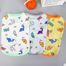 T-shirt respirant pour animaux de compagnie, vêtements fins pour chiens, chemise à fond de dinosaure, pull respirant pour chiot, été 2023