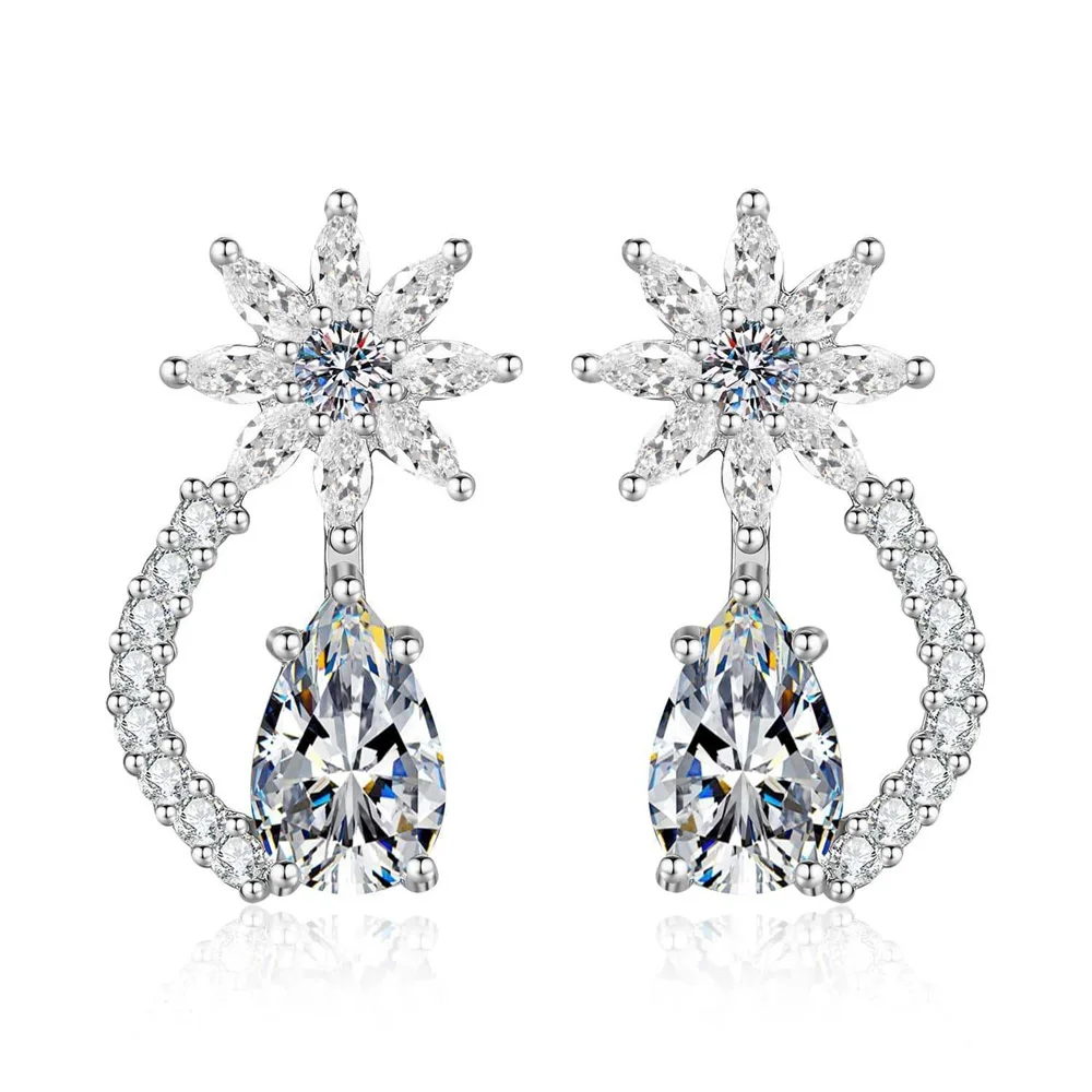 

D Color 5 * 8mm Pear Shaped Moissanite Earrings S925 Sterling Silver Ear Stud for Woman Birthday Anniversary Party Jewelry Gift