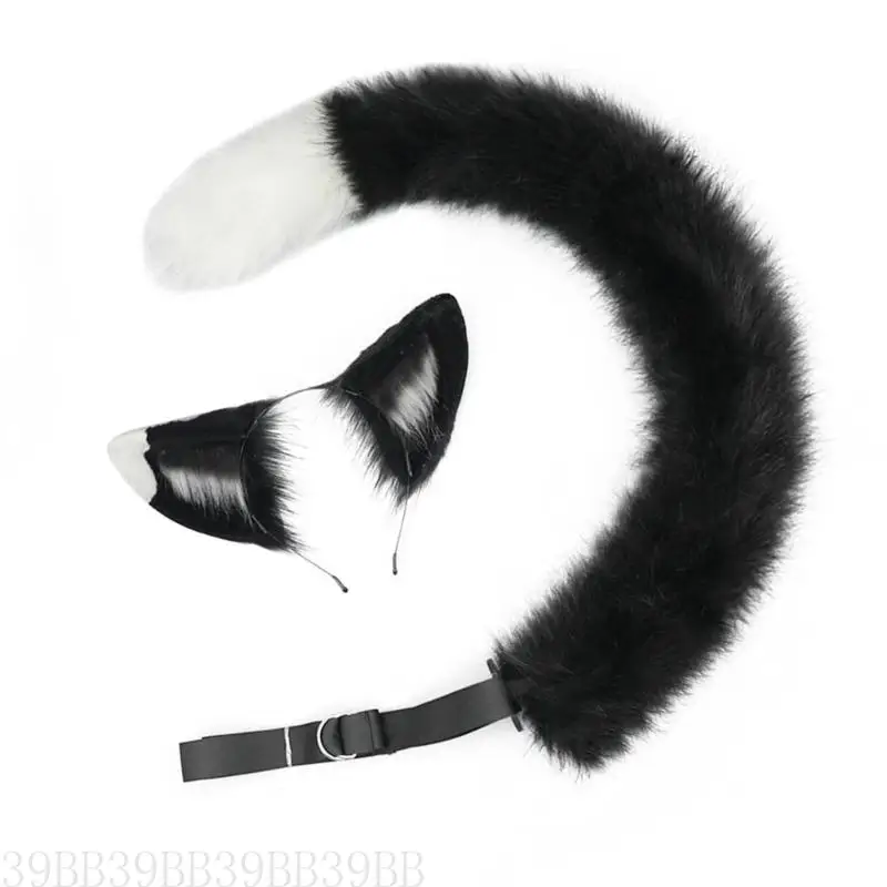 39BB Mèo sang trọng bằng tay Băng tay Headbands Fauxs Furs Đuôi