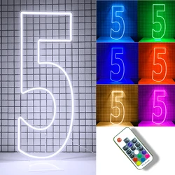 Numbers Neon Sign Used in Birthday Party Celebration Events Decor 30 Inches Free  Standing Dimmable LED Number Lights