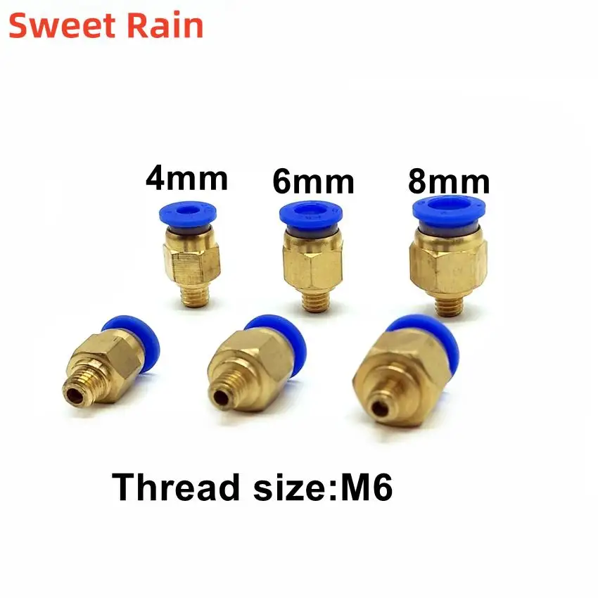 10pcs/lot Pneumatic Fitting M6 Thread Tube OD. 4mm  6mm  8mm Quick Joint Connector PC4-M6 PC6-M6 PC8-M6