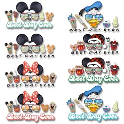 Mickey Minnie Donald Duck Best Day Ever Iron-on Stickers for Clothes DIY Appliques Heat Transfer Printing