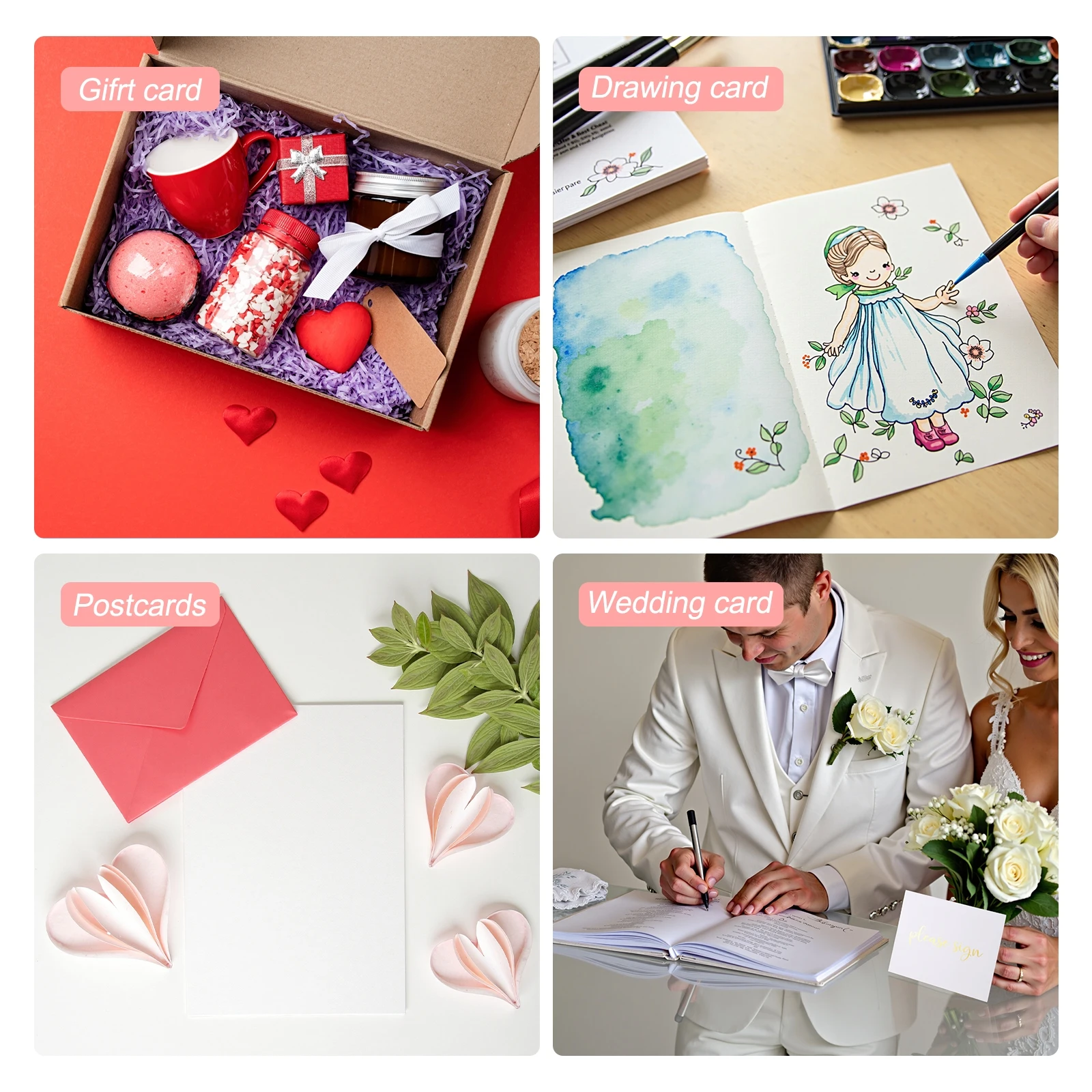 300 ورقة ورق ألوان مائية السائبة ألوان مائية ورق طلاء قطني بالضغط البارد 92 رطل/250 GSM لمستلزمات الرسم الفني للفنانين