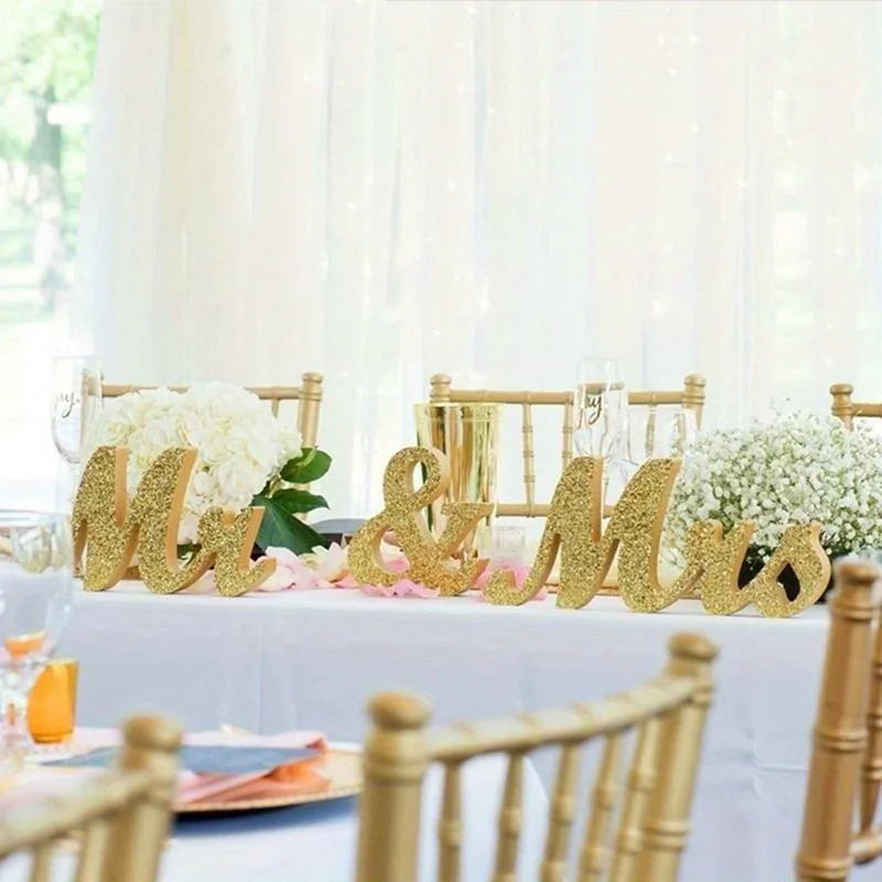 1Pc Modern Vintage Style Wooden Mr and Mrs Sign Rustic Wedding Table Decor