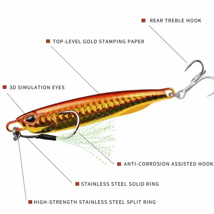 12pcs Metal Jig Fishing Lure Weights 10g-60g Trolling Hard Bait Bass Sea Fishing Lures Tackle Trout Jigging Lure Jigs Saltwater