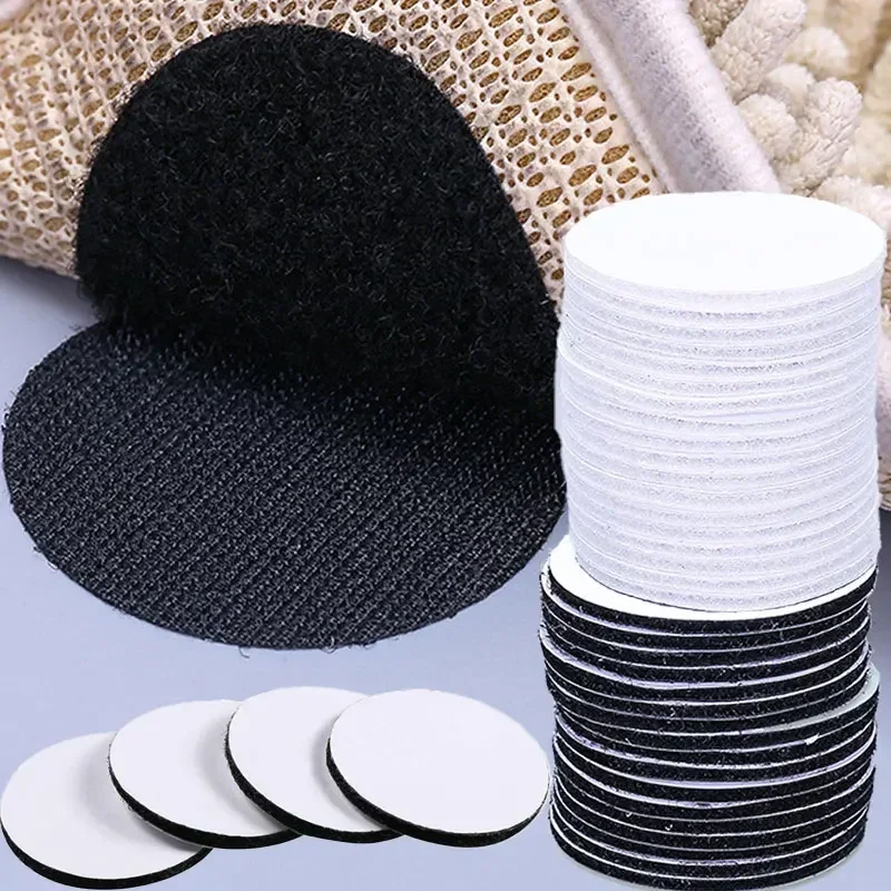 30/5Pairs Double Sided Adhesive Fixing Stickers Hook and Loop Self Adhesive Fastener Tape Carpet Fixed Patch Anti Skid Grip Tape