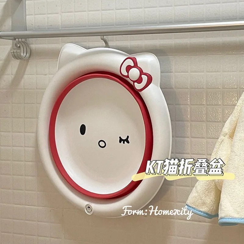 

Складная раковина Hello Kitty, милый мультяшный экологически чистый полипропиленовый умывальник, мини-складная раковина для студентов, путешествия, общежитие, туалетные принадлежности, подарок