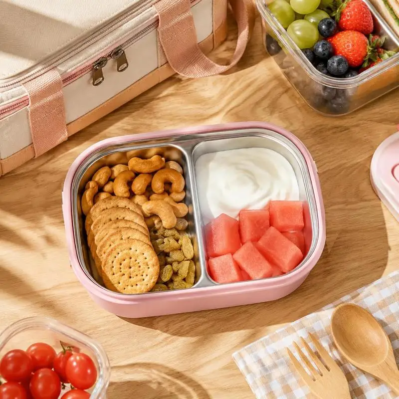 304 Stainless Steel Split Lunch Box Large Capacity Food Container Student Adult Fruit Bento Storage Box