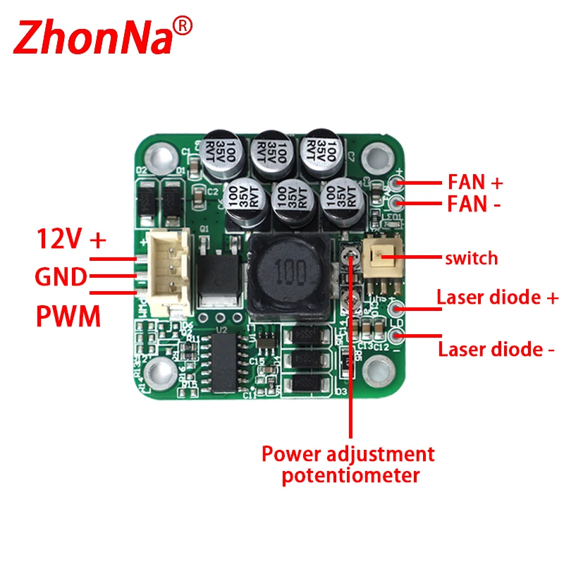 Micro Laser Máquina de Gravura, Drive Circuit Board, 12V, Tensão de entrada com TTL, PWM Controle atual, saída ajustável1 A, 5A