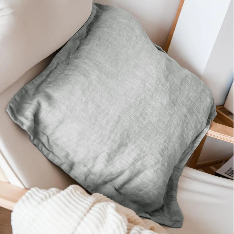 100% Pure Linen Throw Pillow Case, Solid Natural Flax Soft Cushion Cover, 40/45/50/55/60/65/70cm, Home Sofa Decorative