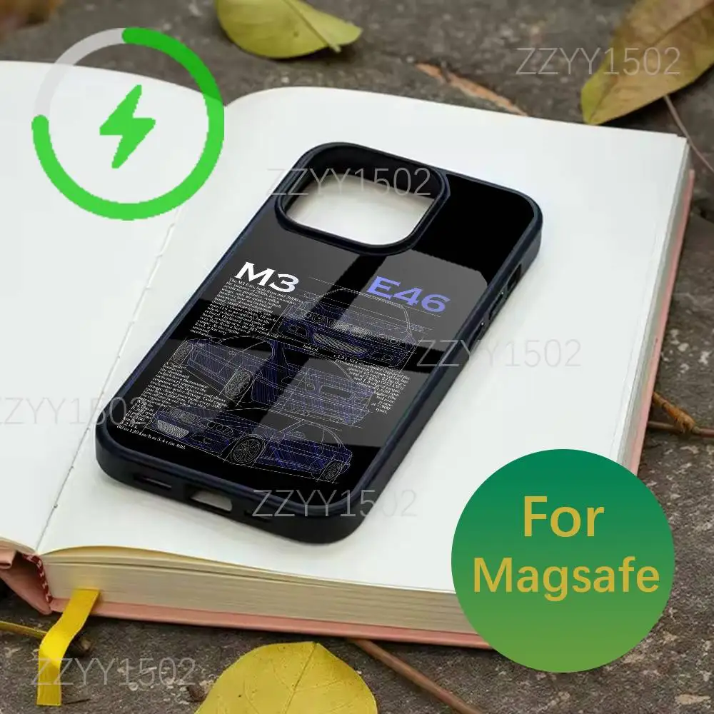 เคสโทรศัพท์ลายรถ BMW E46 M3 สุดเท่ สำหรับ iPhone 17,16,15,14,13,12,11,Pro,Max,Plus,Mini,SE4,E รองรับการชาร์จไร้สาย Magsafe