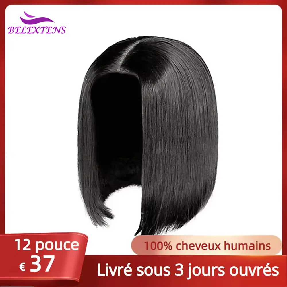 perruques cheveux humains sans colle Perruque Bob Lace Front Wig naturelle cheveux lisses 4x4 10-16 pouces pre-plucked sans colle sans gel prêt à